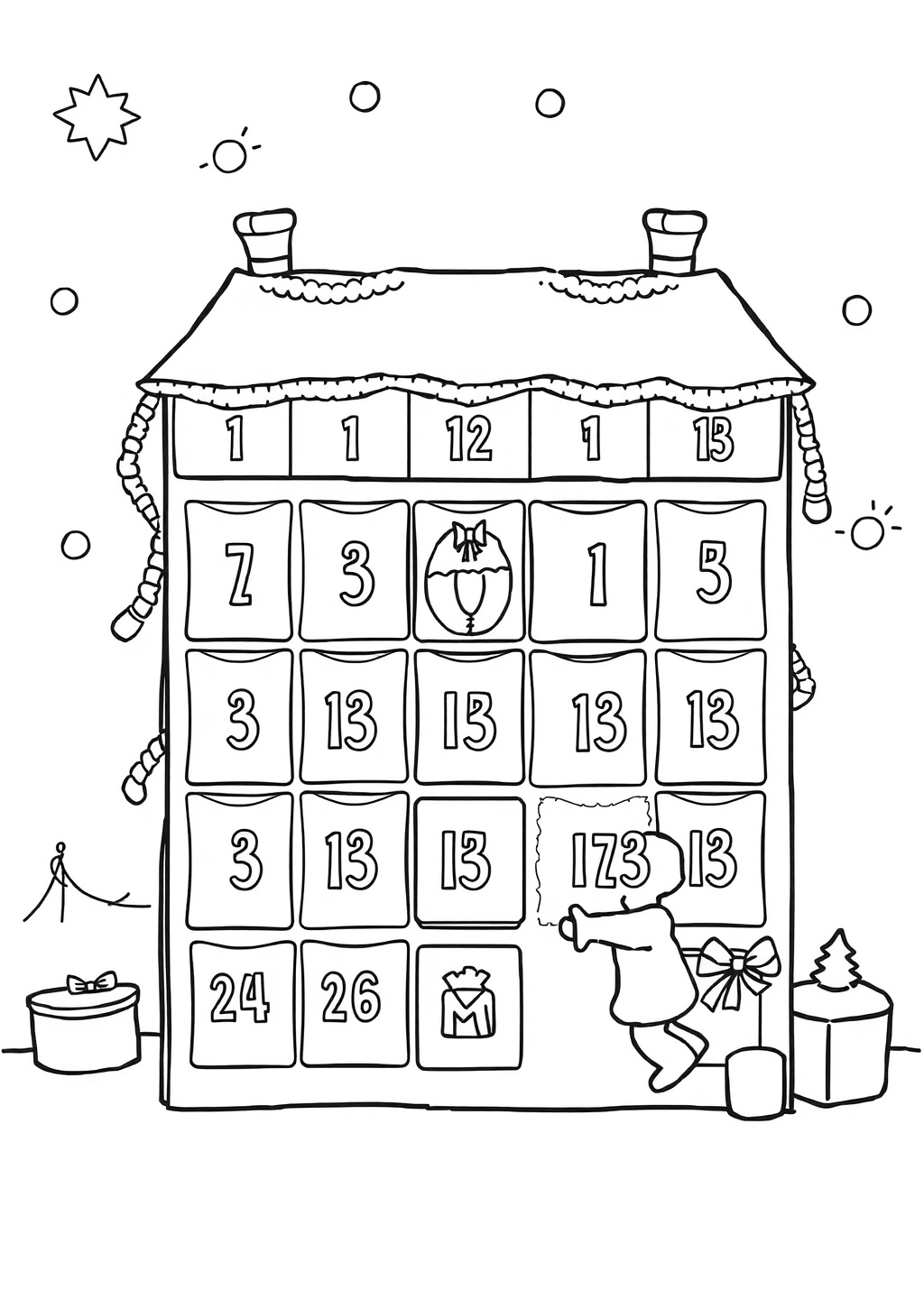 Ausmalbild: Adventskalender