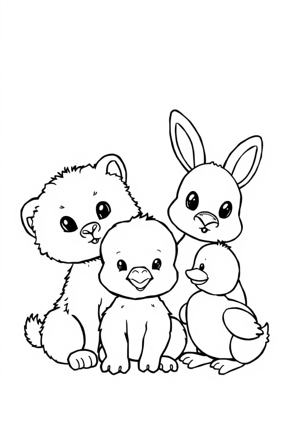 Ausmalbild: Baby-Tiere