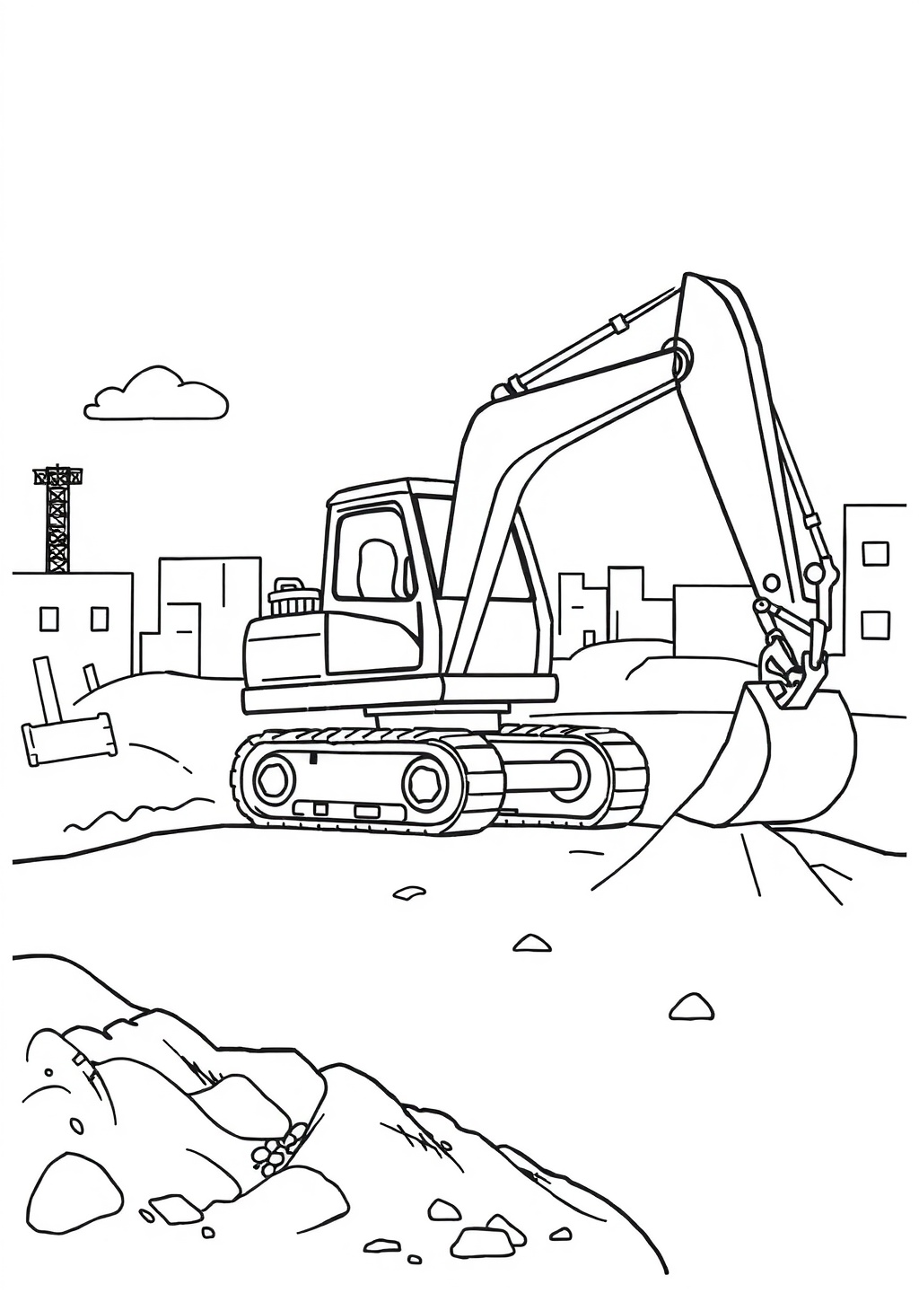 Ausmalbild: Bagger