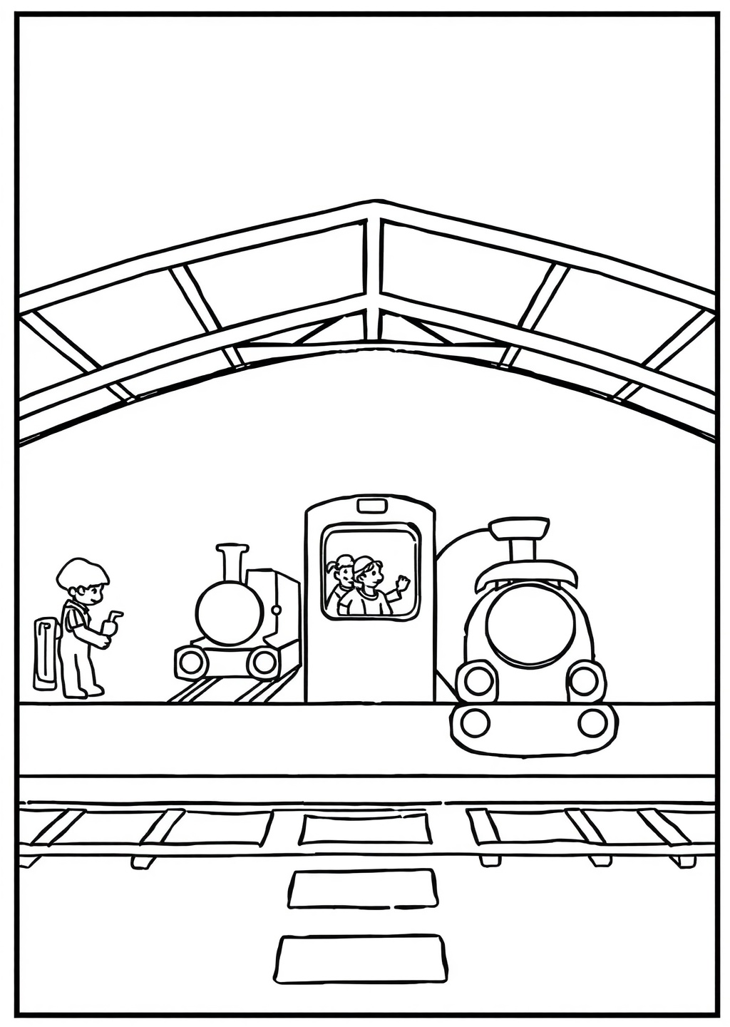 Ausmalbild: Bahnhof