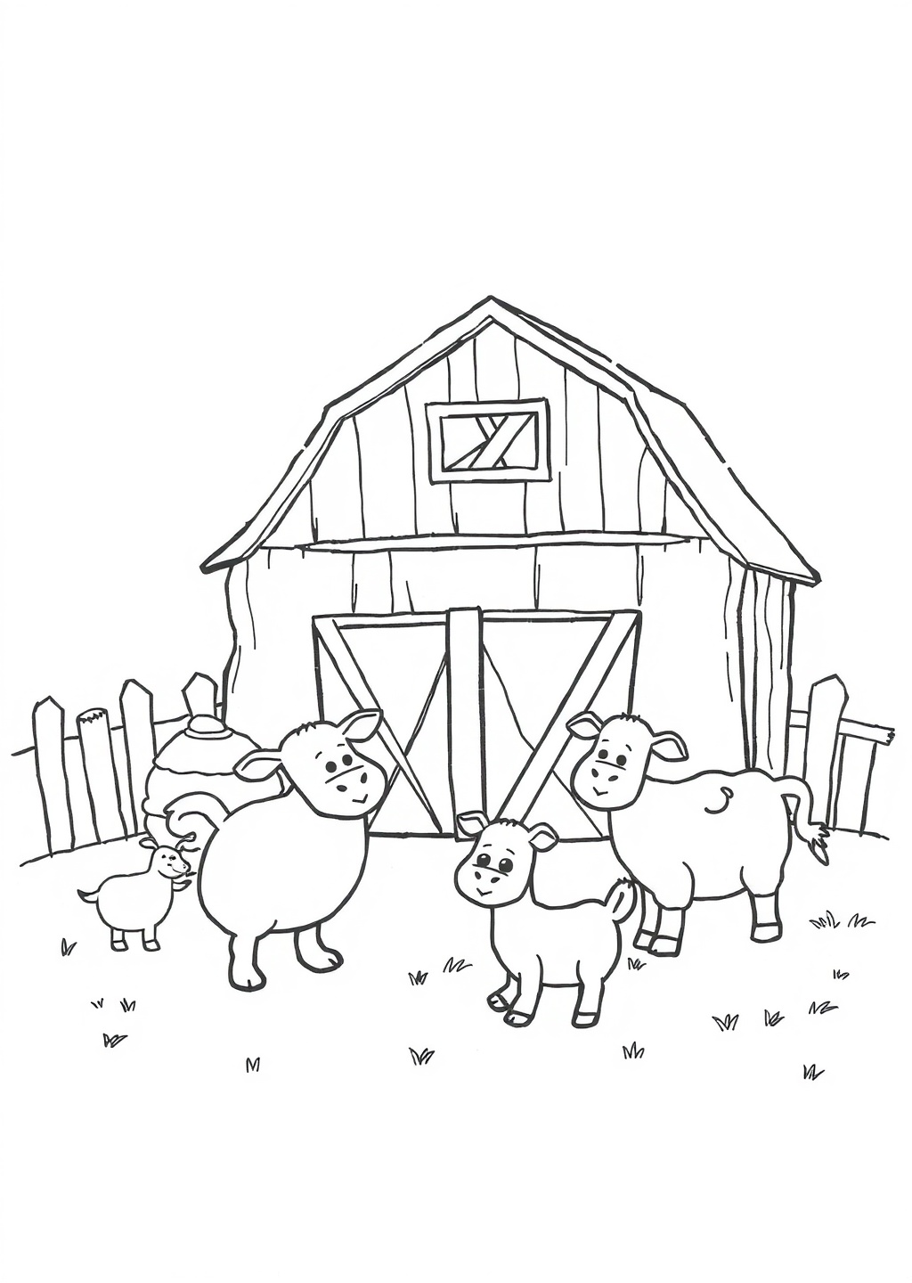 Ausmalbild: Bauernhof-Szene