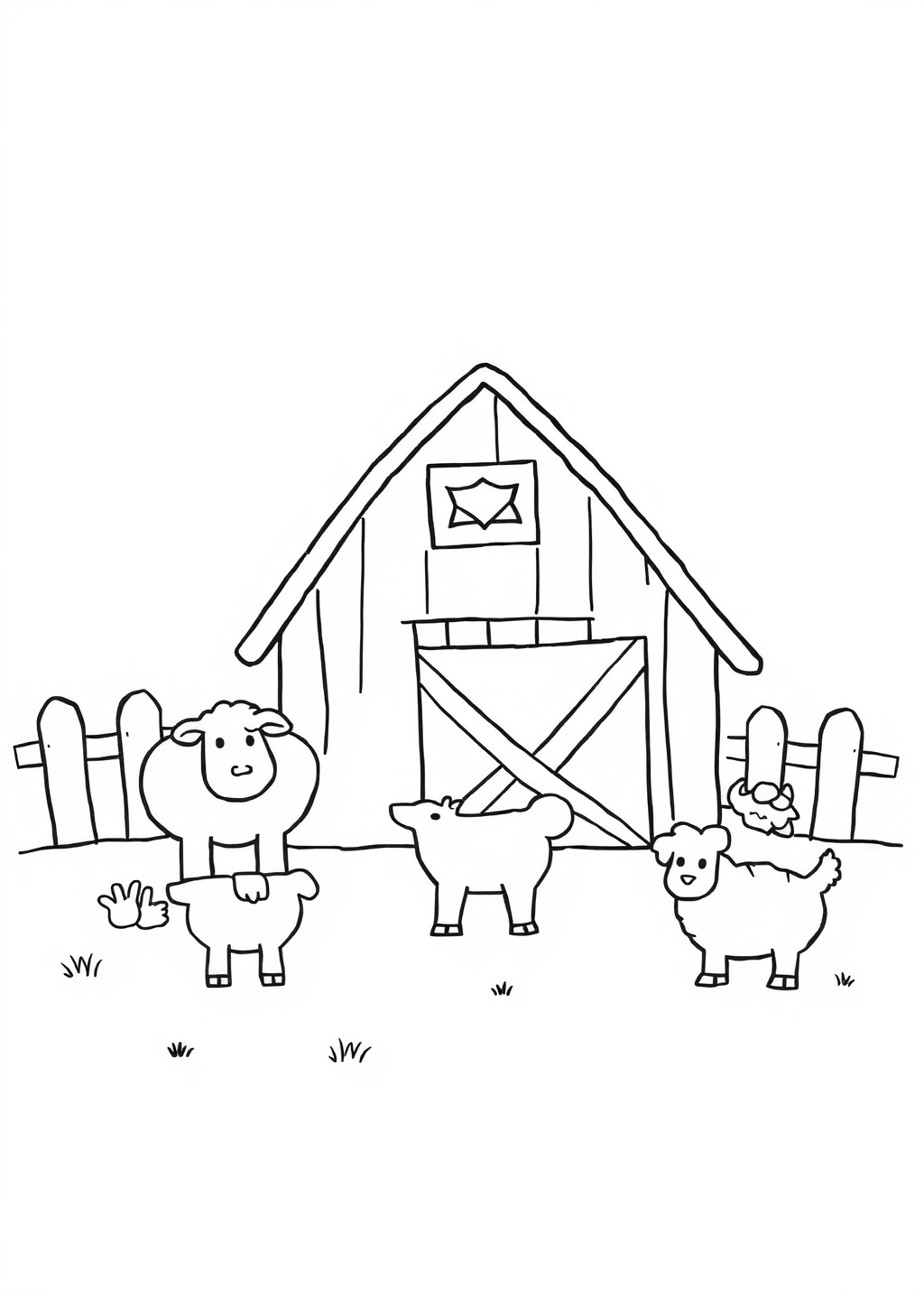 Ausmalbild: Bauernhof-Szene