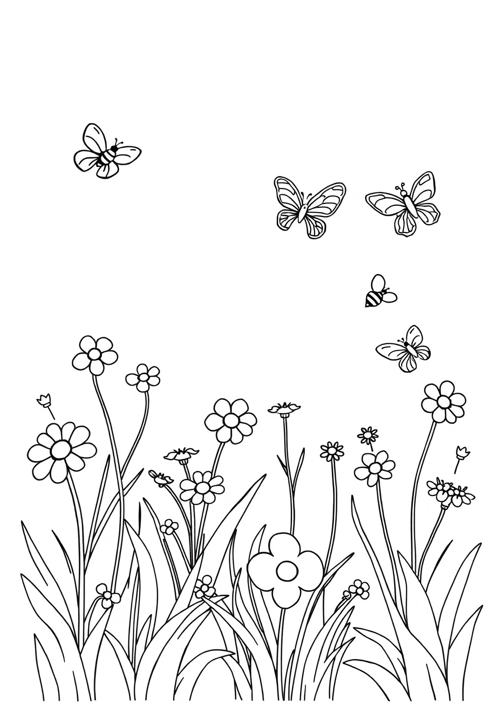 Ausmalbild: Blumenwiese