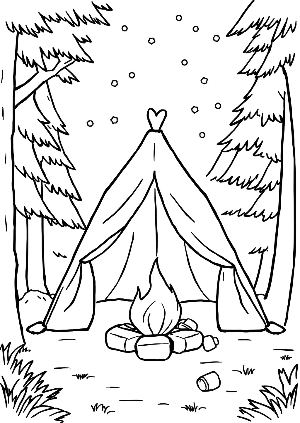 Ausmalbild: Camping