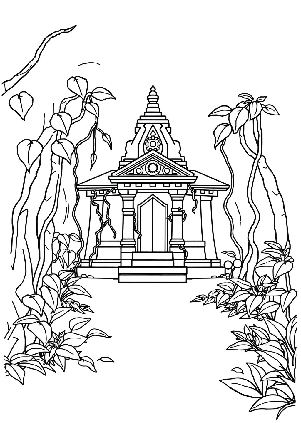 Ausmalbild: Dschungeltempel