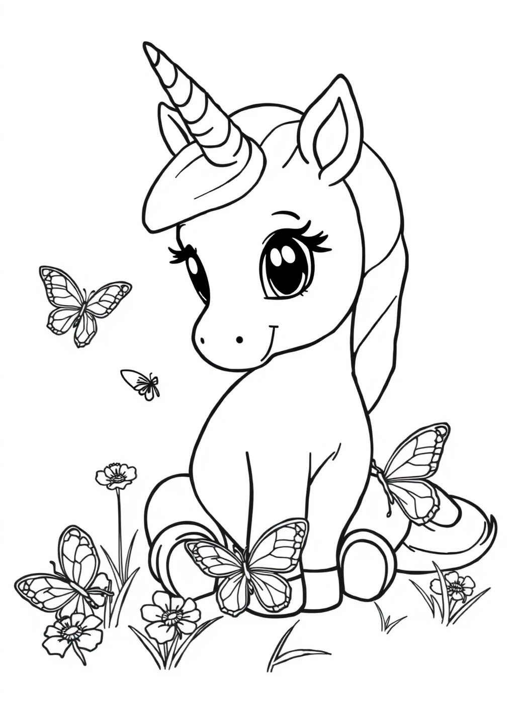 Ausmalbild: Einhorn-Baby