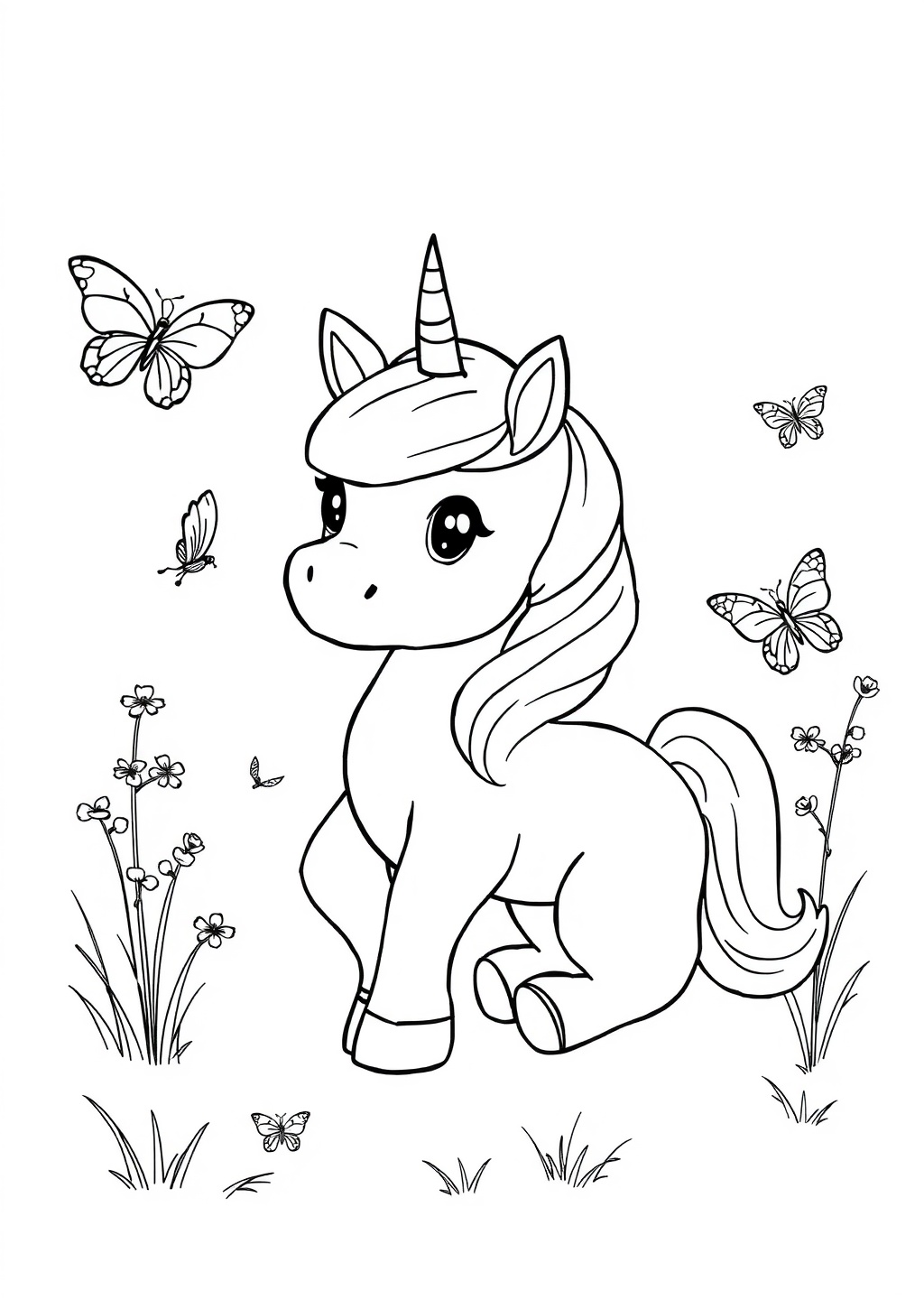 Ausmalbild: Einhorn-Baby