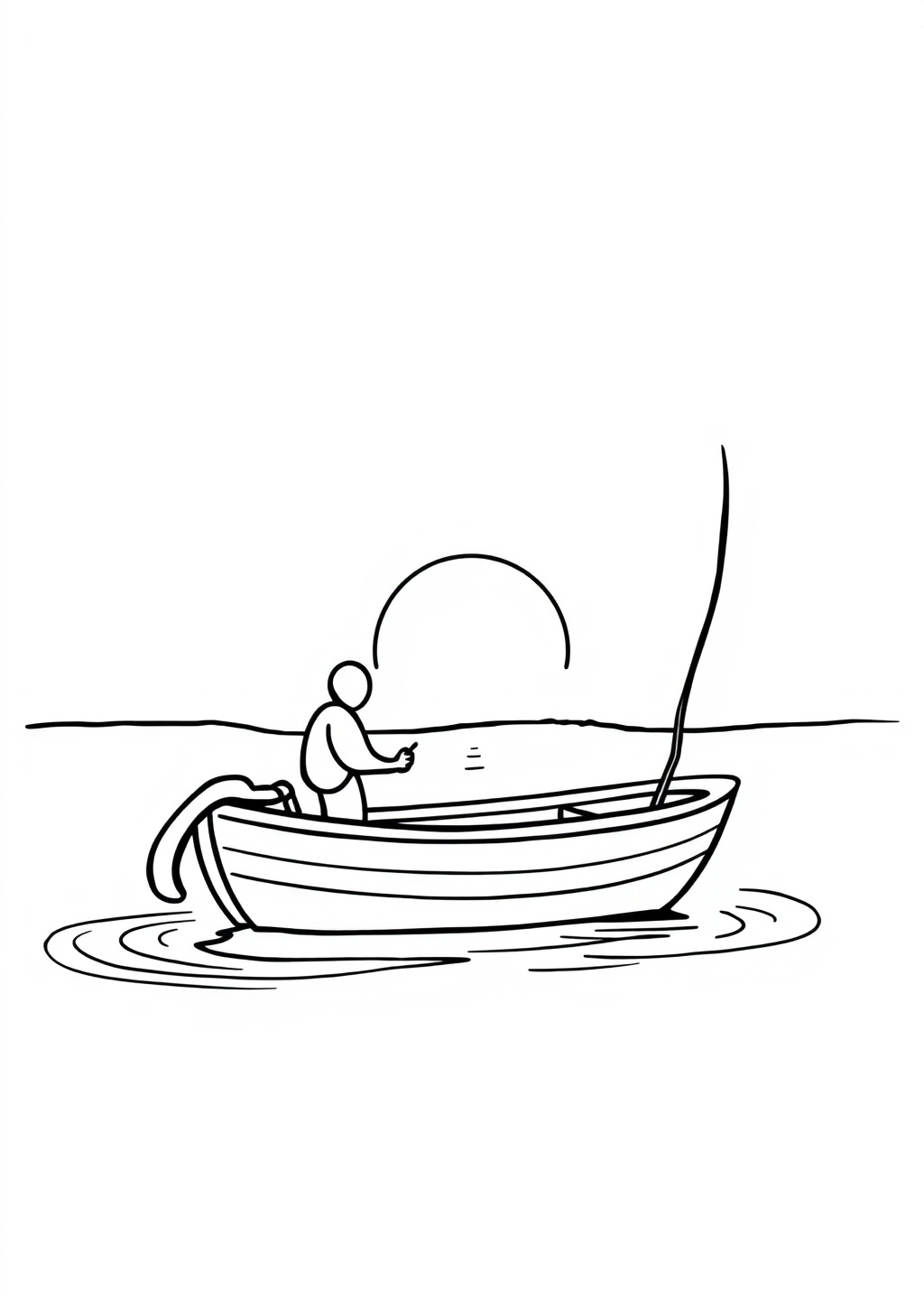 Ausmalbild: Fischerboot