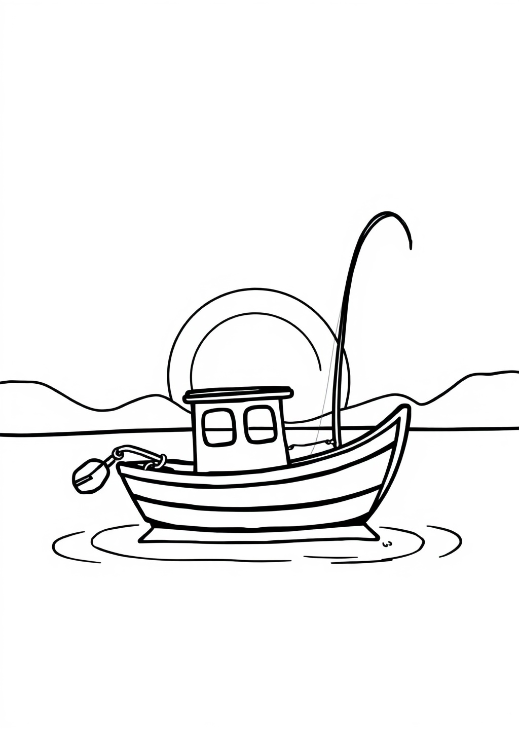 Ausmalbild: Fischerboot