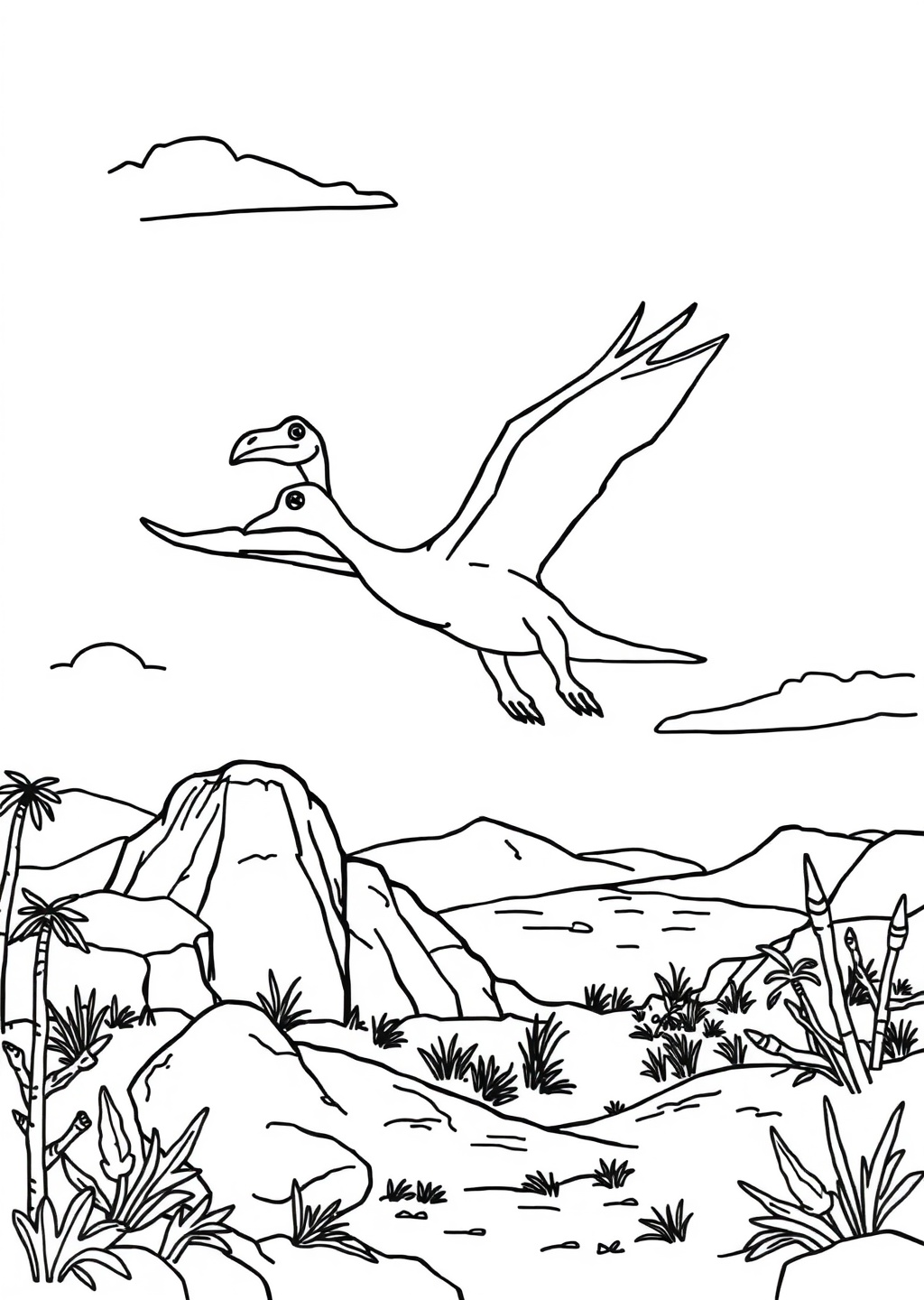 Ausmalbild: Flugsaurier