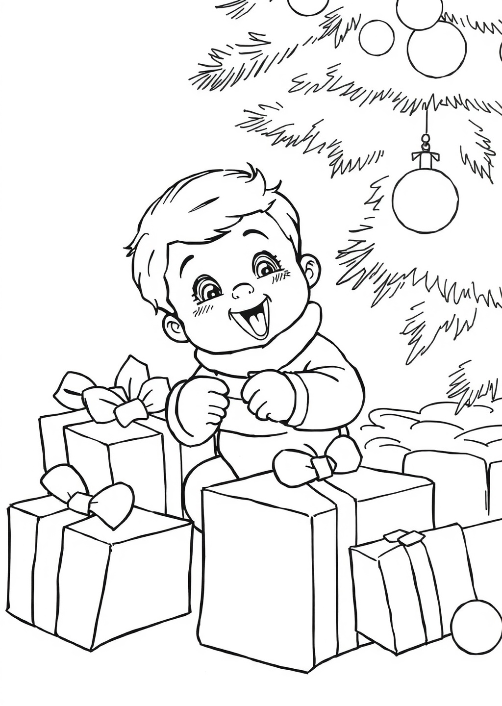 Ausmalbild: Geschenke auspacken