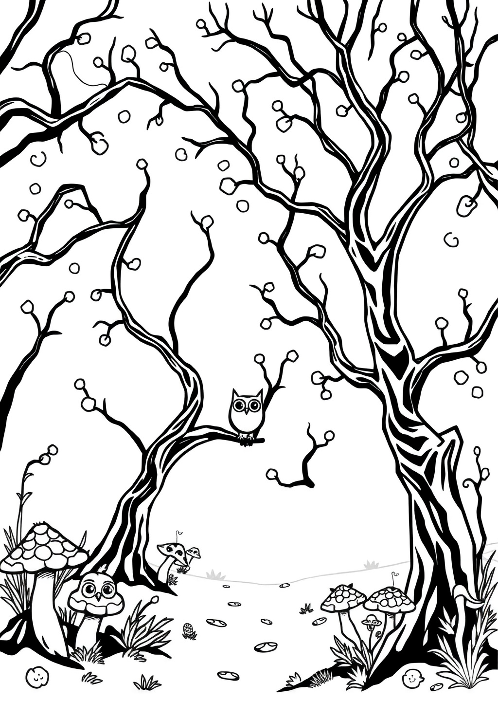 Ausmalbild: Gruselwald