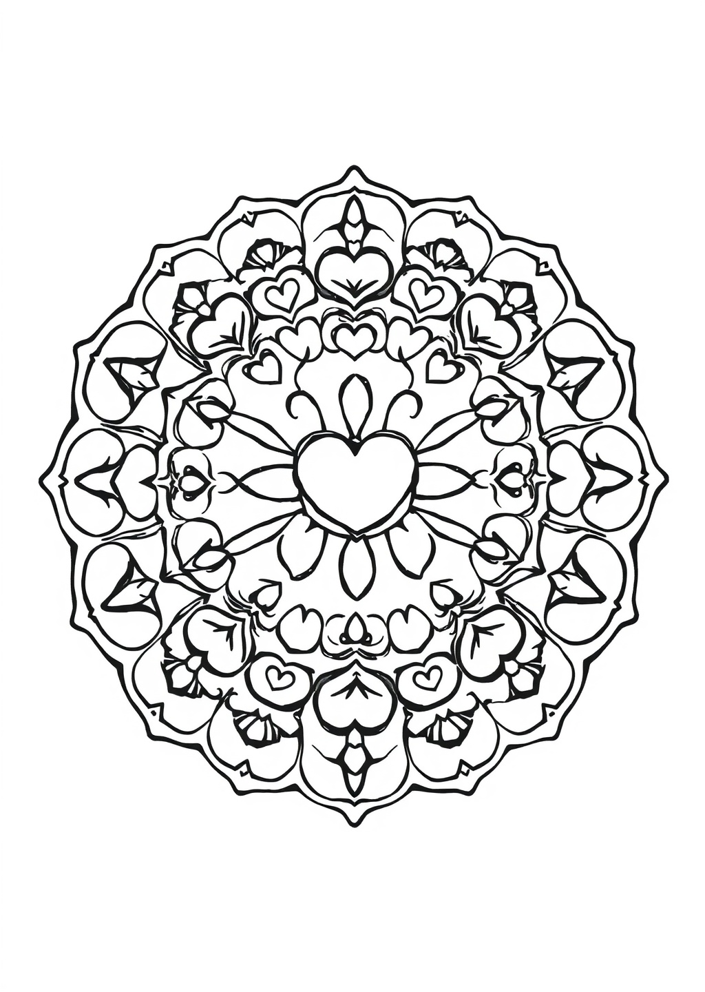 Ausmalbild: Herz-Mandala