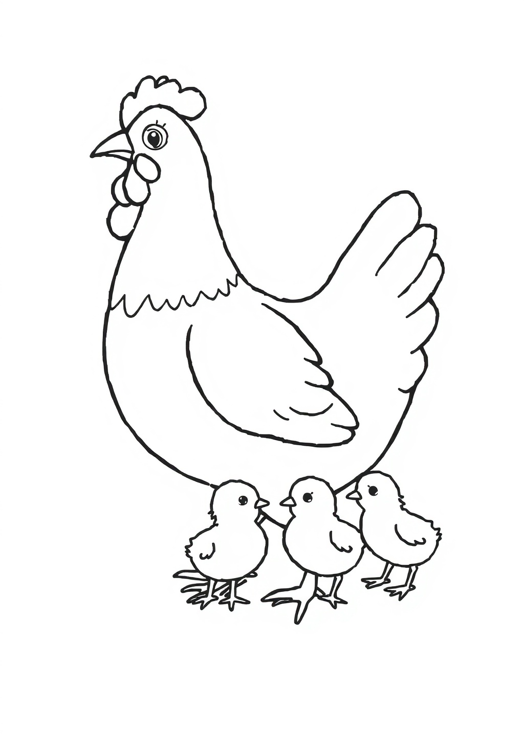 Ausmalbild: Hühner