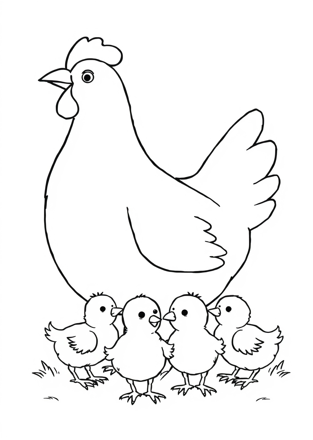 Ausmalbild: Hühner