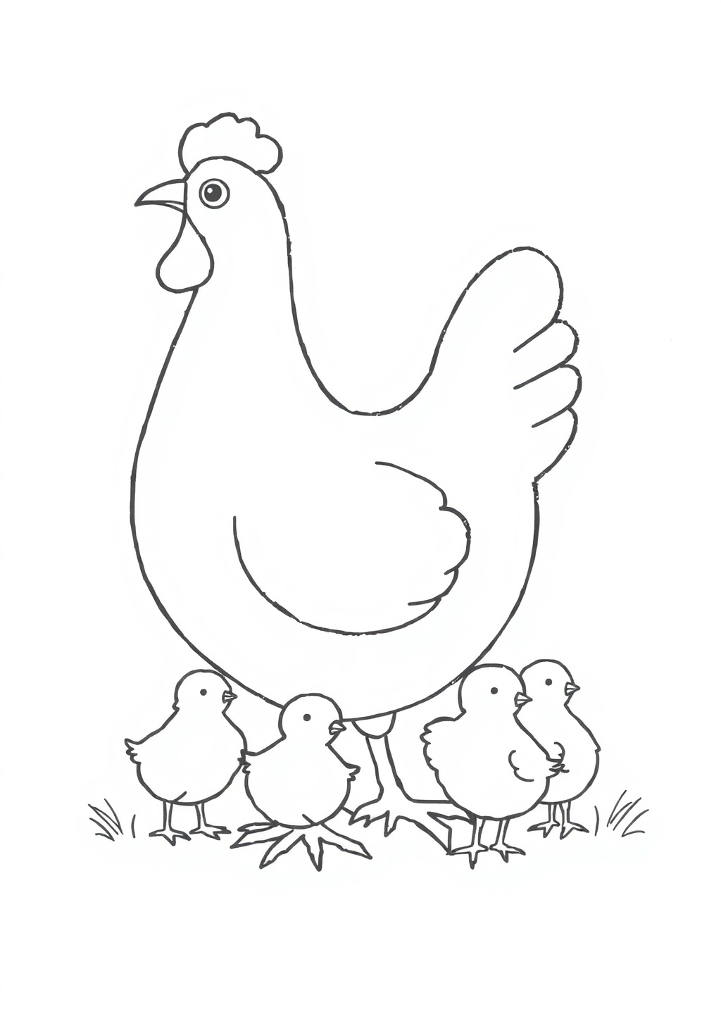 Ausmalbild: Hühner
