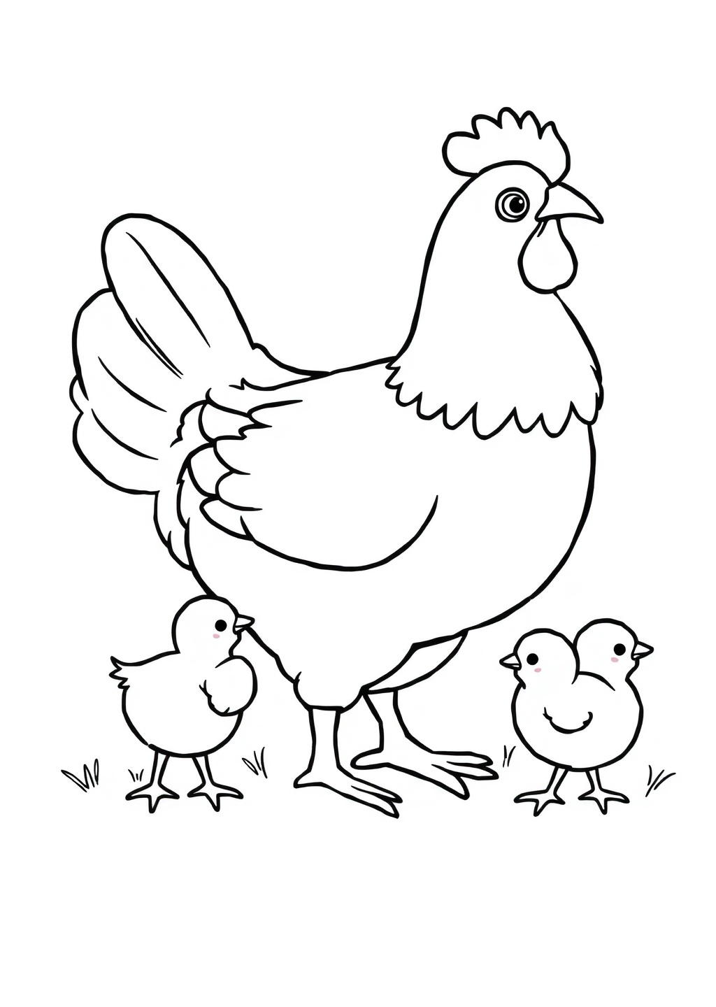 Ausmalbild: Hühner