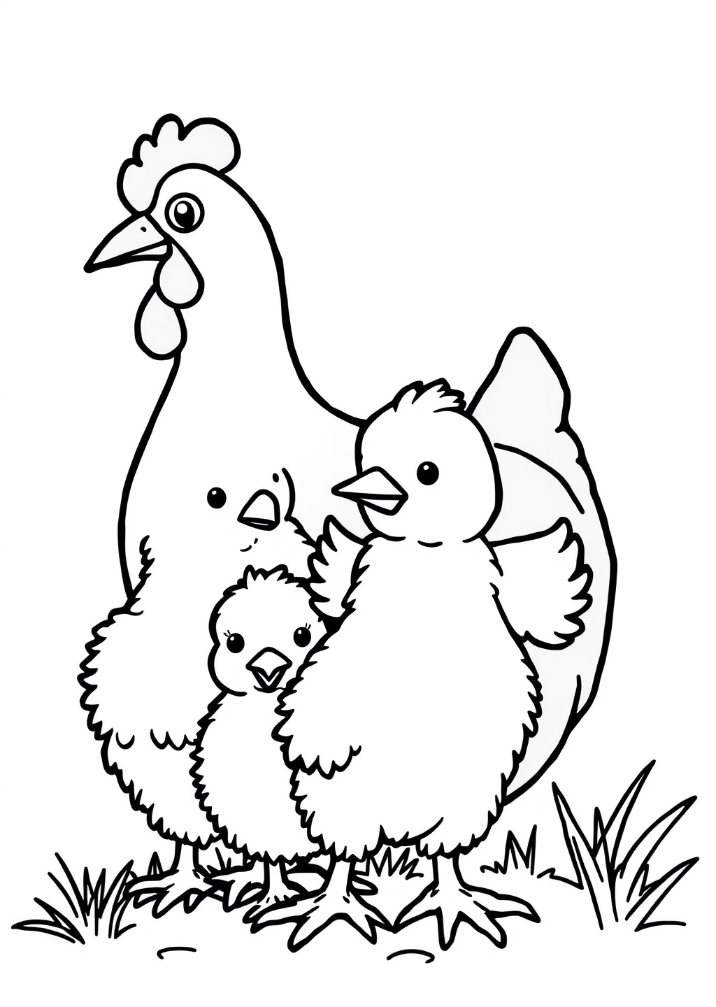 Ausmalbild: Hühner