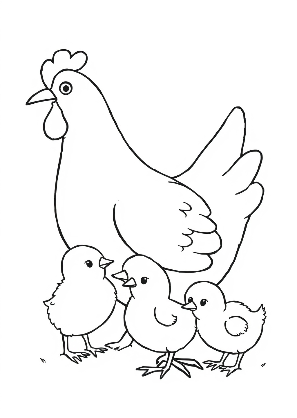 Ausmalbild: Hühner