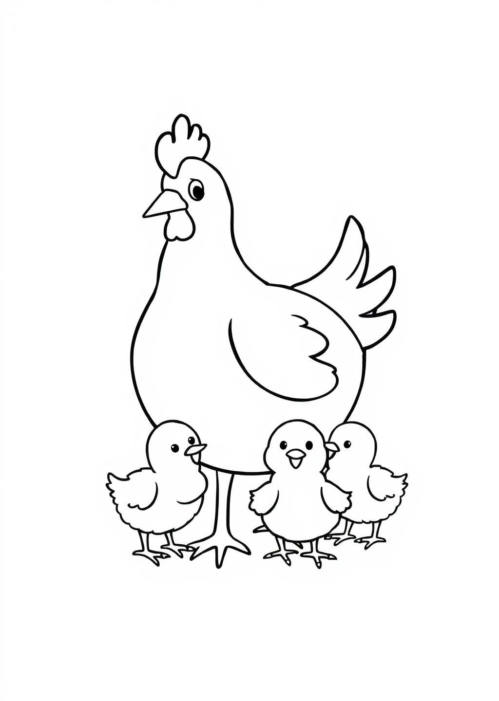 Ausmalbild: Hühner