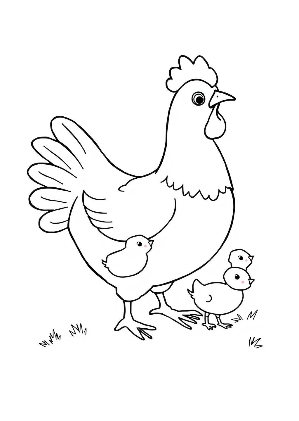 Ausmalbild: Hühner