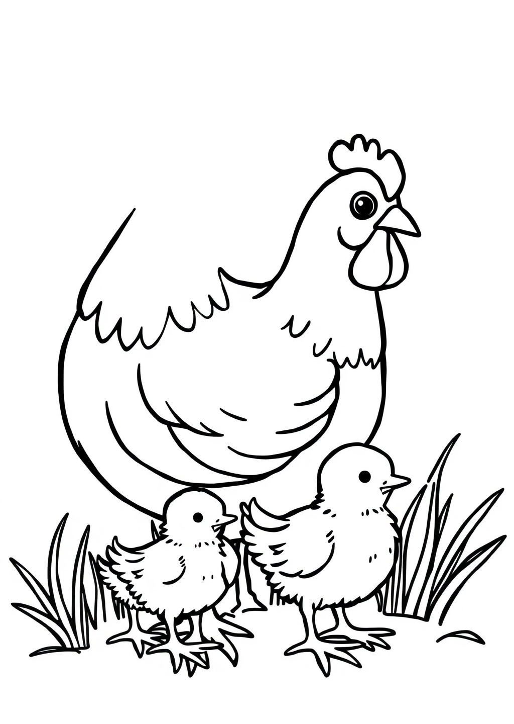 Ausmalbild: Hühner