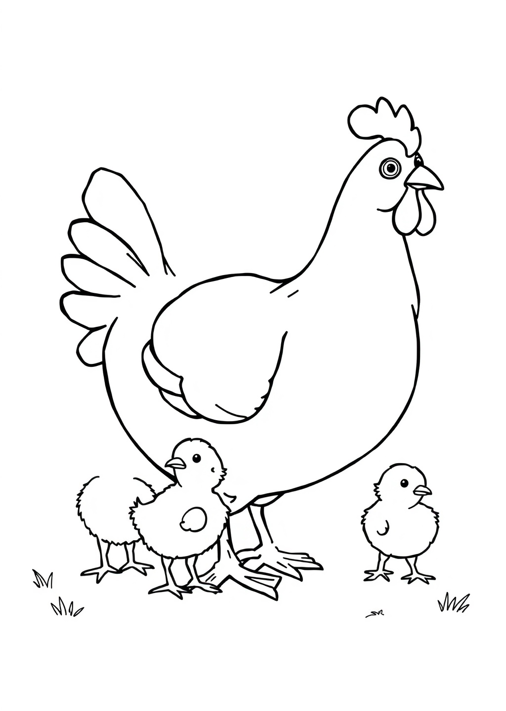 Ausmalbild: Hühner