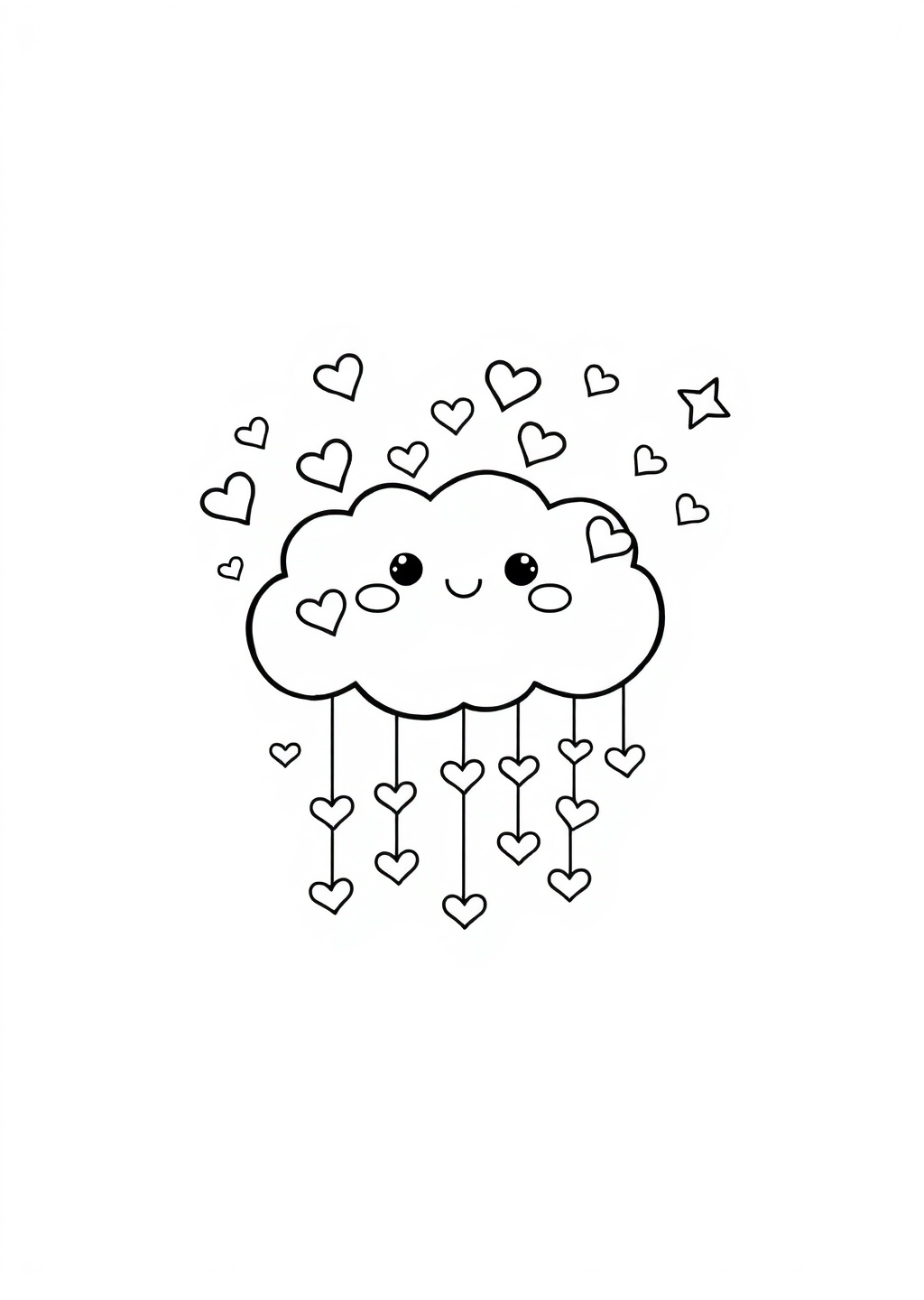 Ausmalbild: Kawaii Wolke