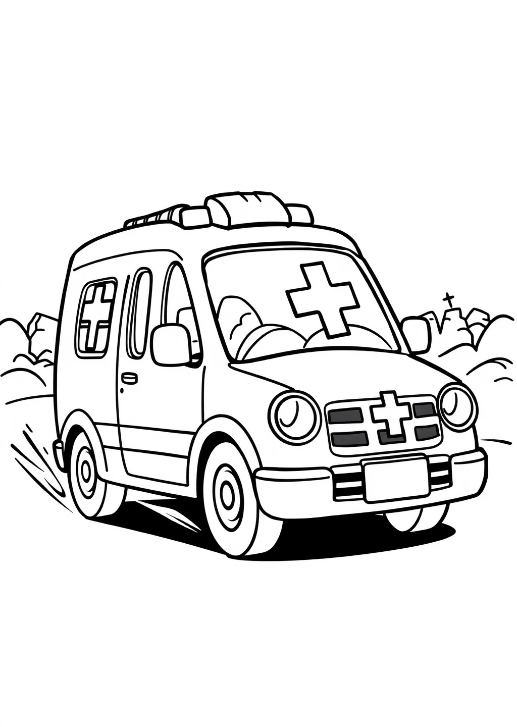 Ausmalbild: Krankenwagen