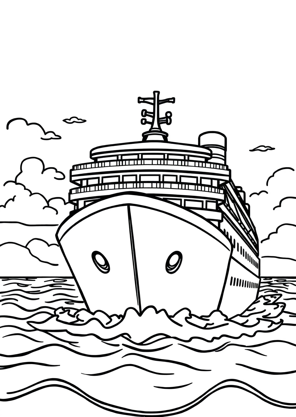 Ausmalbild: Kreuzfahrtschiff