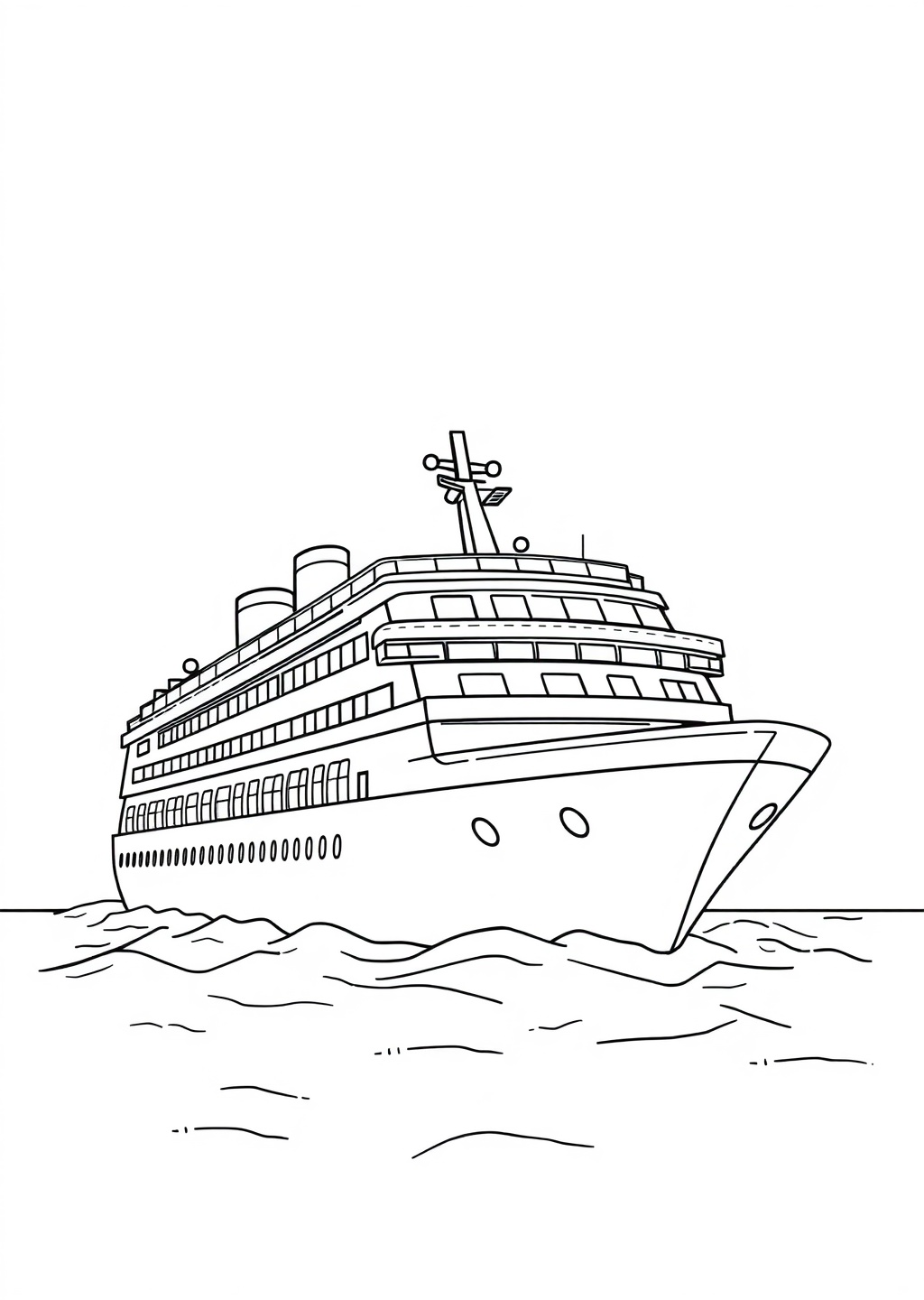 Ausmalbild: Kreuzfahrtschiff