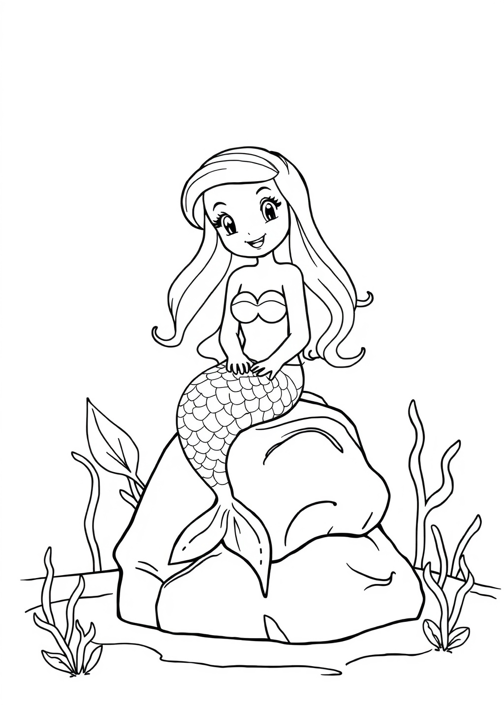 Ausmalbild: Meerjungfrau