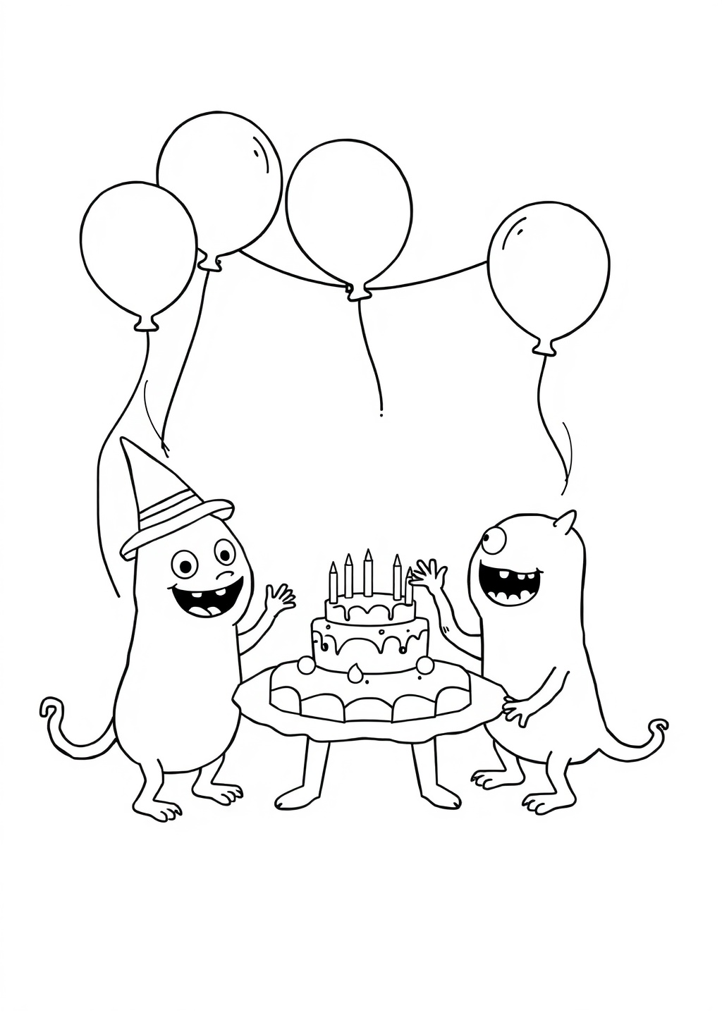 Ausmalbild: Monster-Party