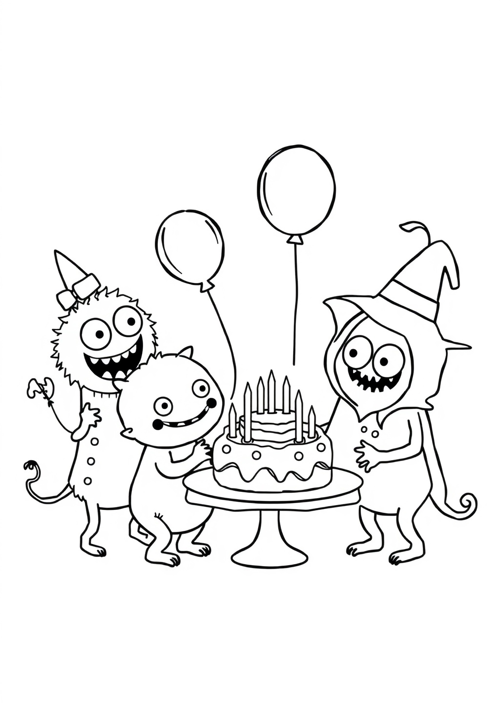 Ausmalbild: Monster-Party