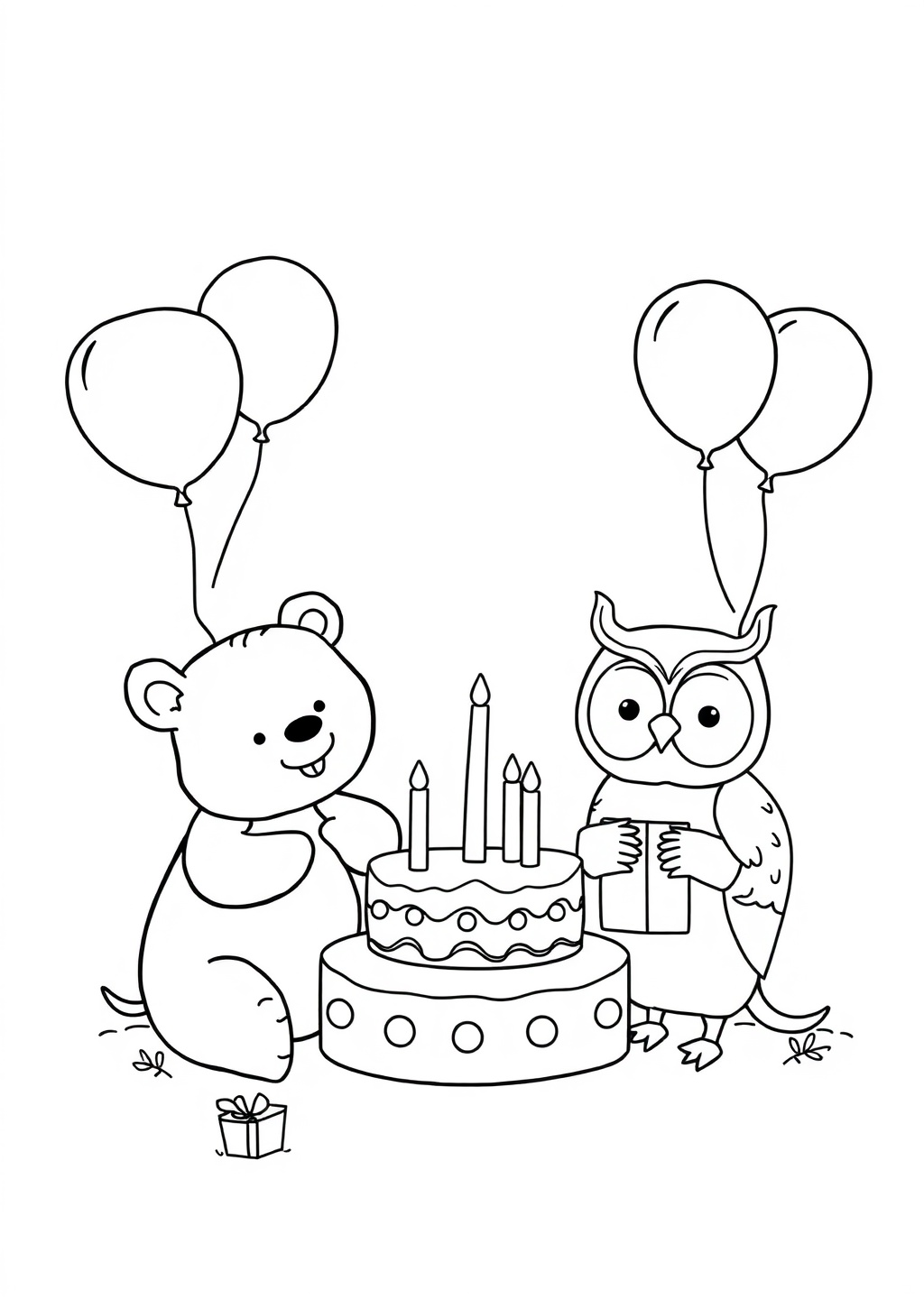 Ausmalbild: Party-Tiere