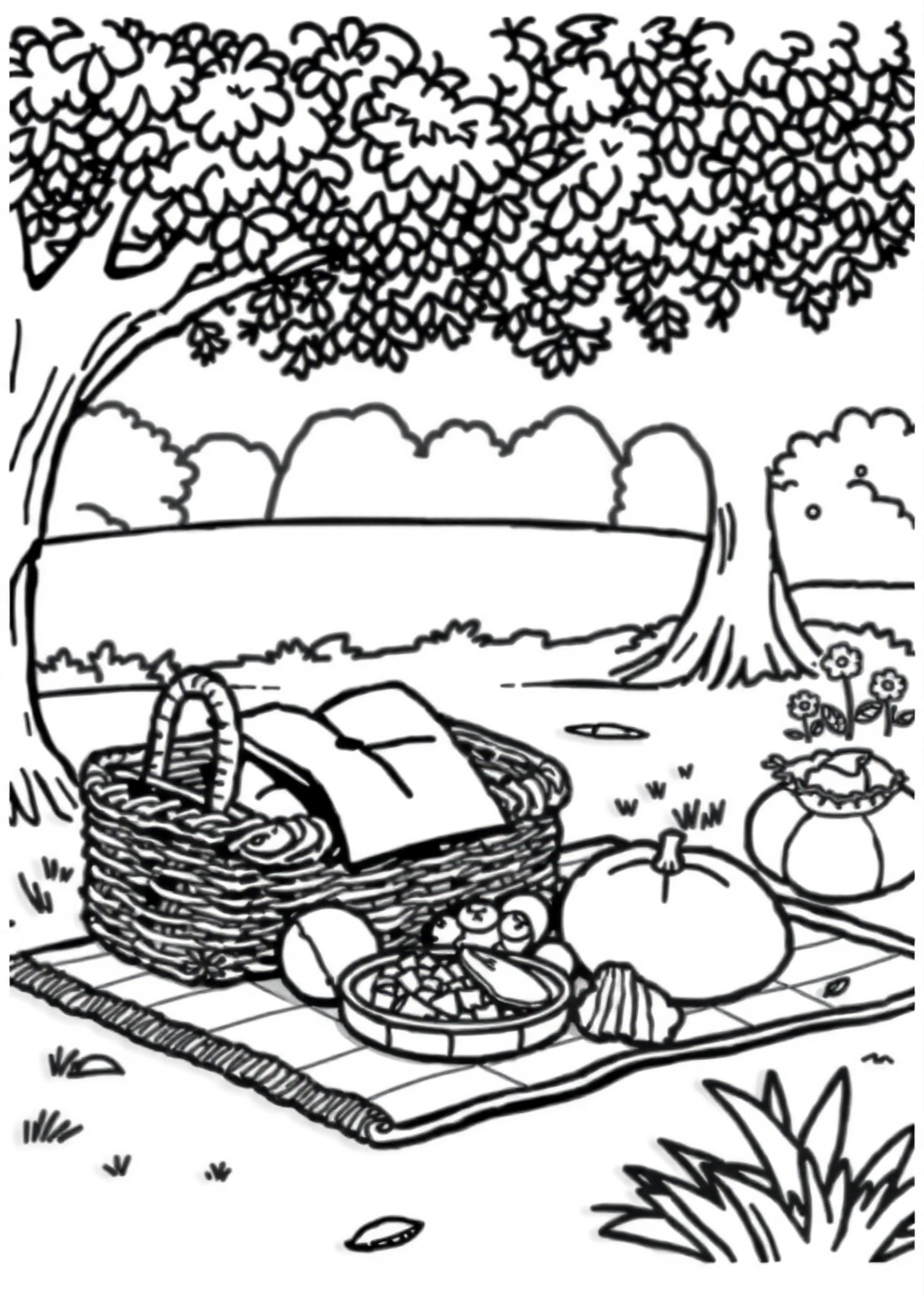 Ausmalbild: Picknick
