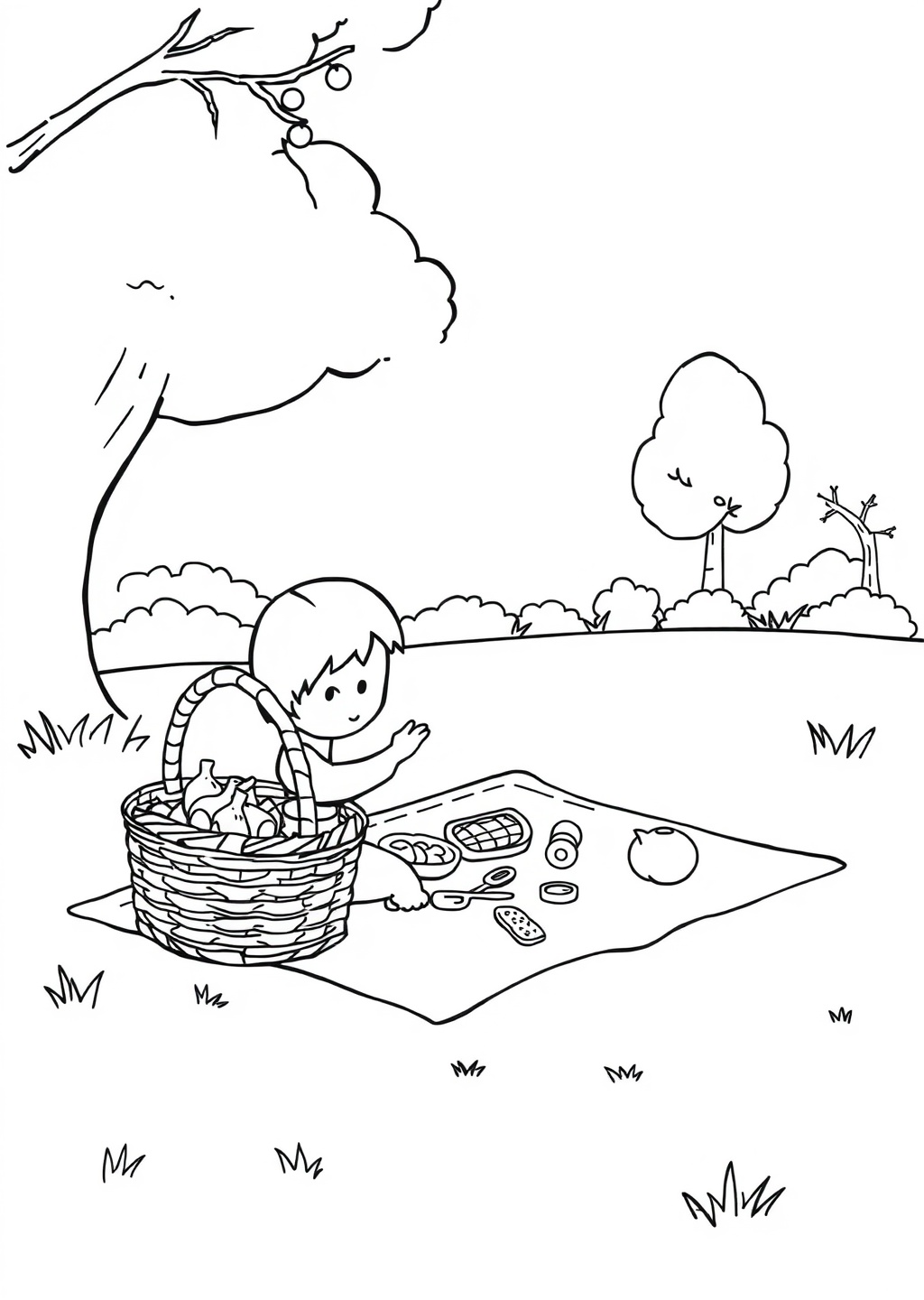 Ausmalbild: Picknick