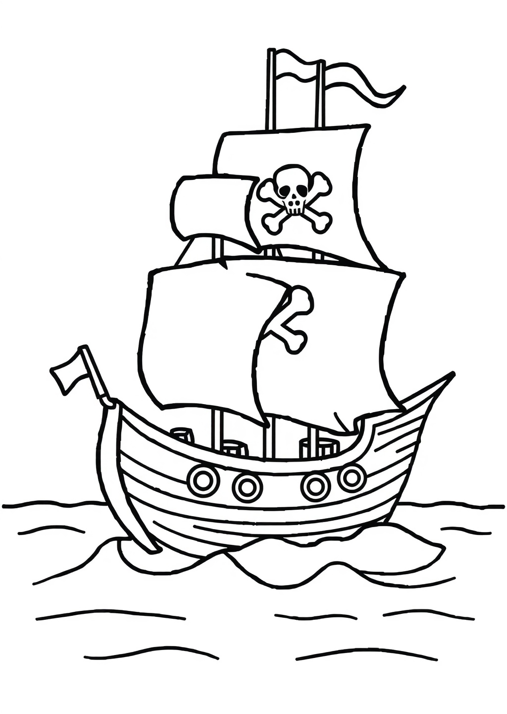 Ausmalbild: Piratenschiff