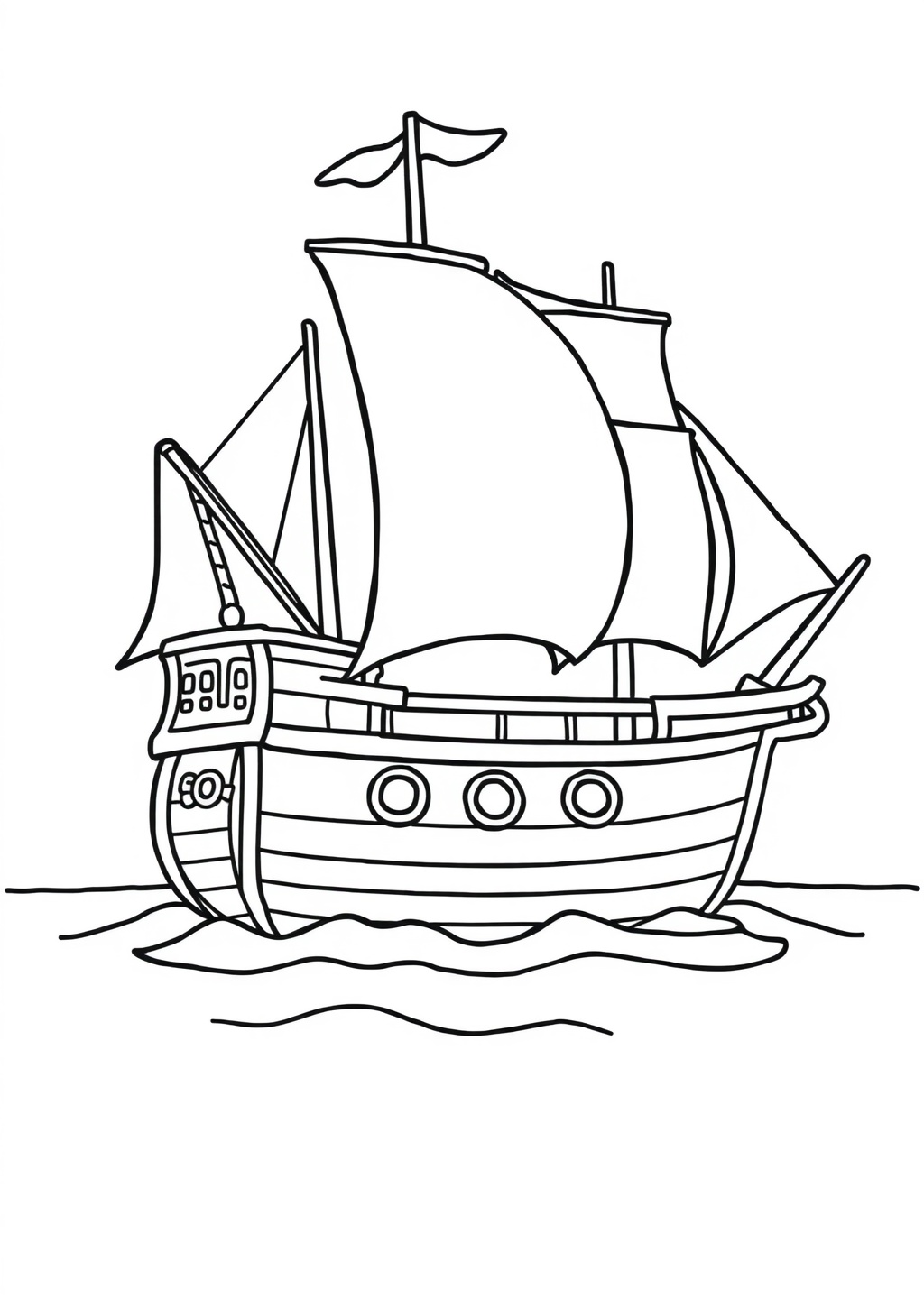 Ausmalbild: Piratenschiff