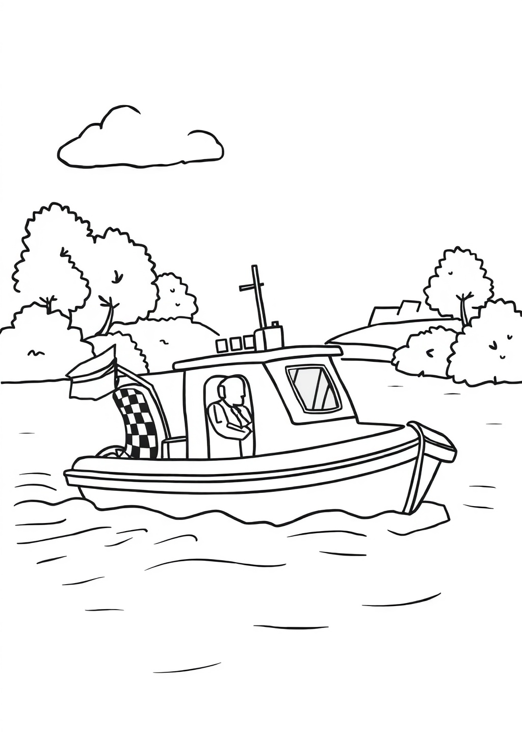 Ausmalbild: Polizeiboot