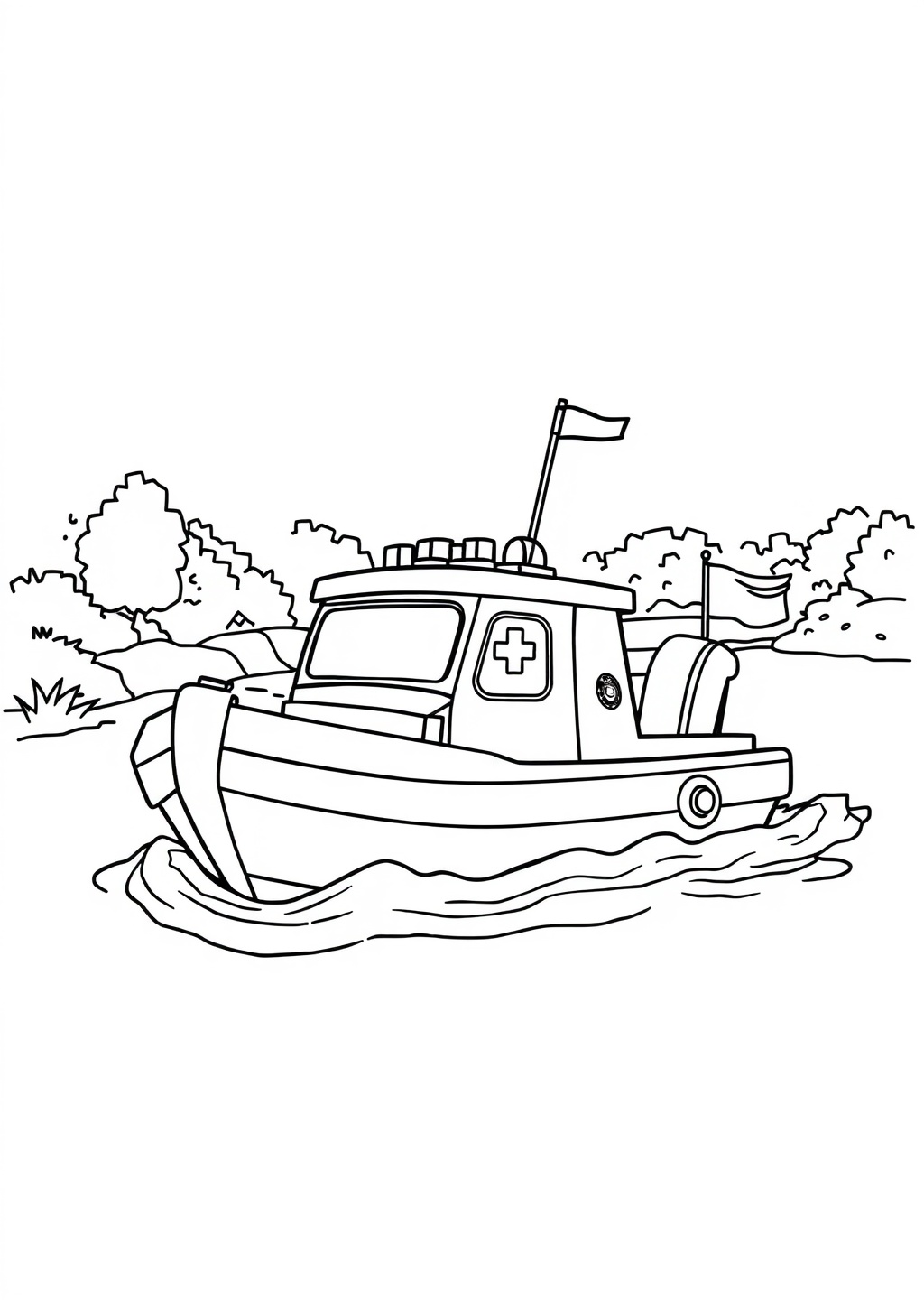 Ausmalbild: Polizeiboot