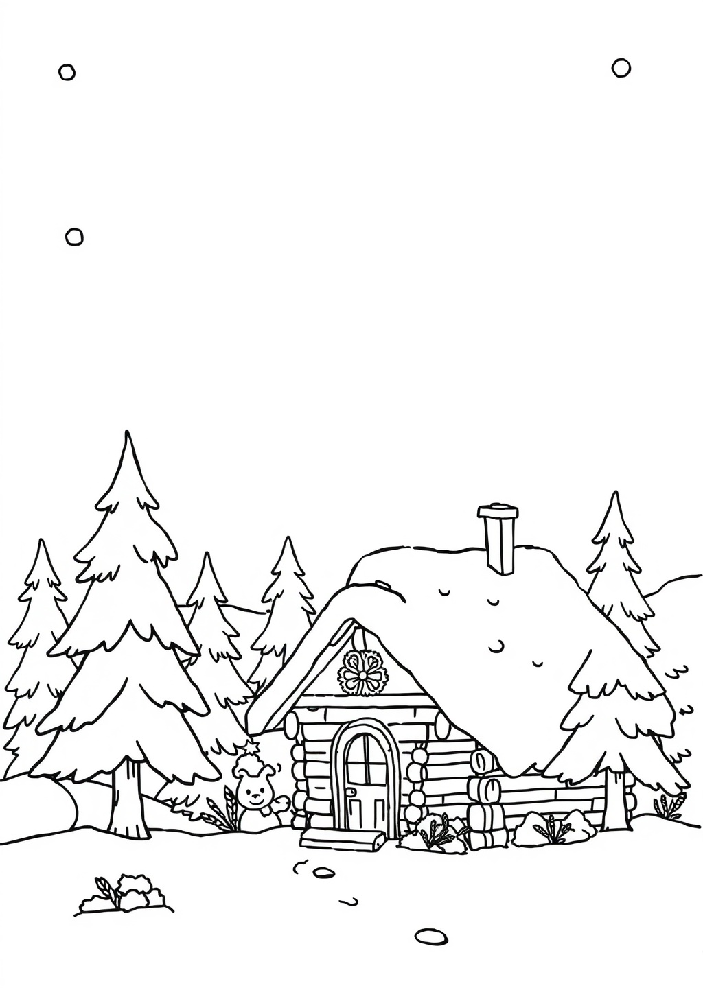 Ausmalbild: Schneelandschaft