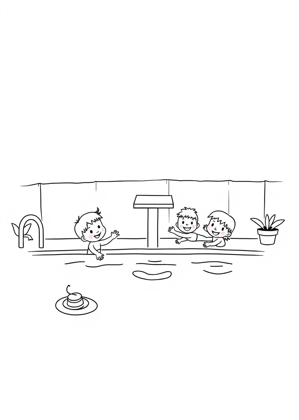 Ausmalbild: Schwimmbad