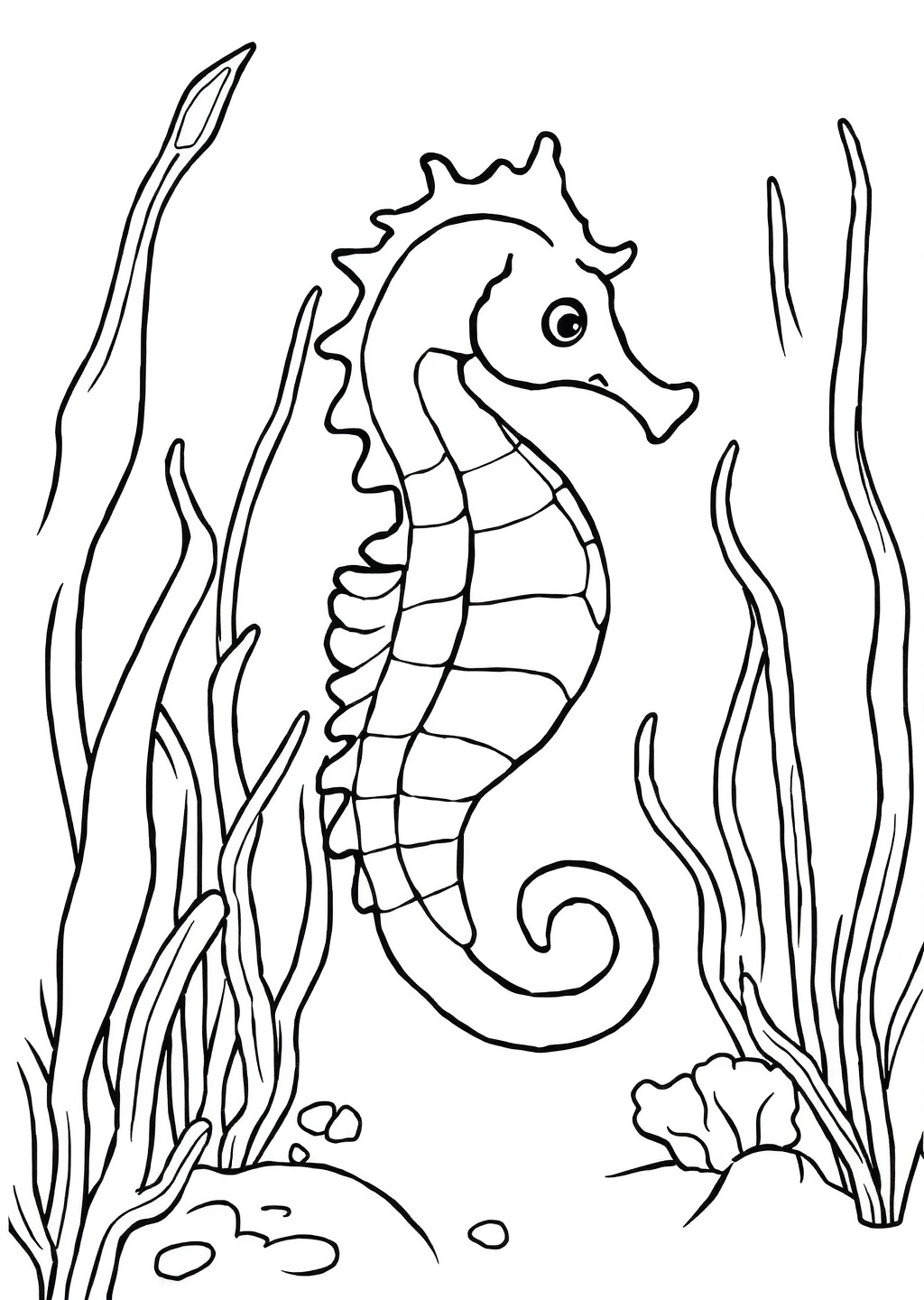 Ausmalbild: Seepferdchen