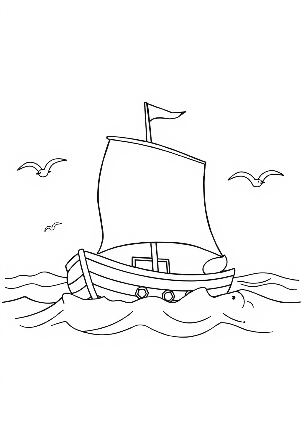 Ausmalbild: Segelschiff