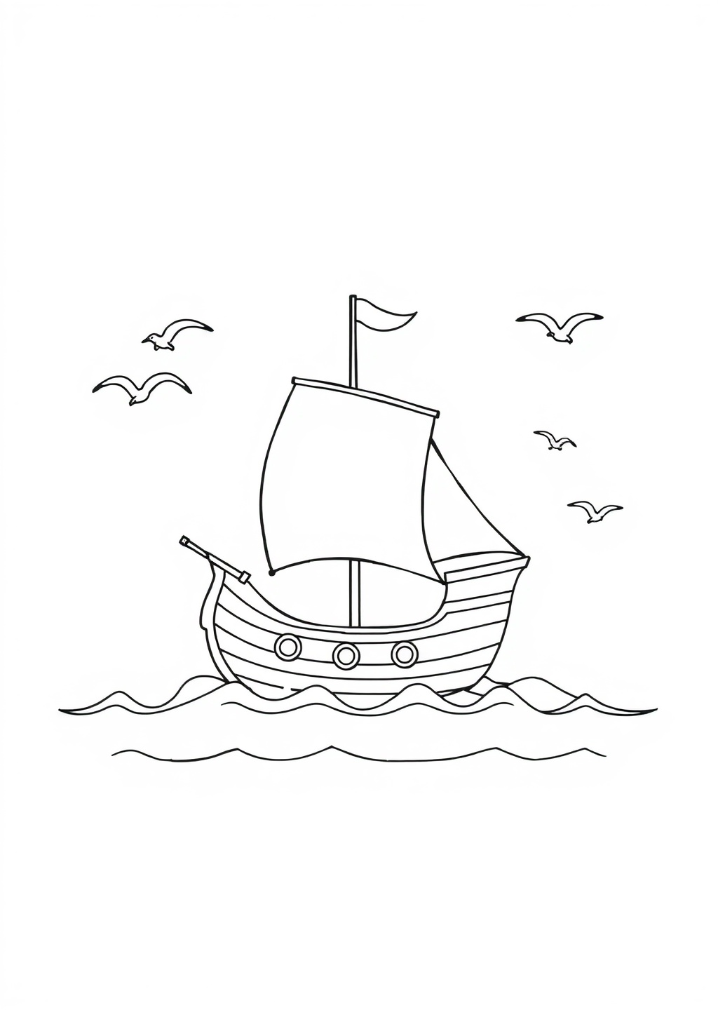 Ausmalbild: Segelschiff