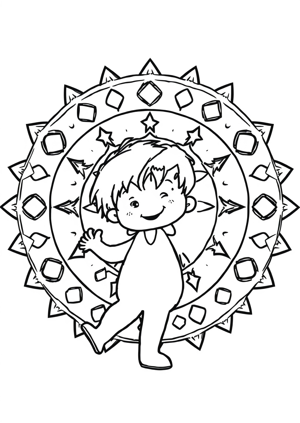 Ausmalbild: Stern-Mandala
