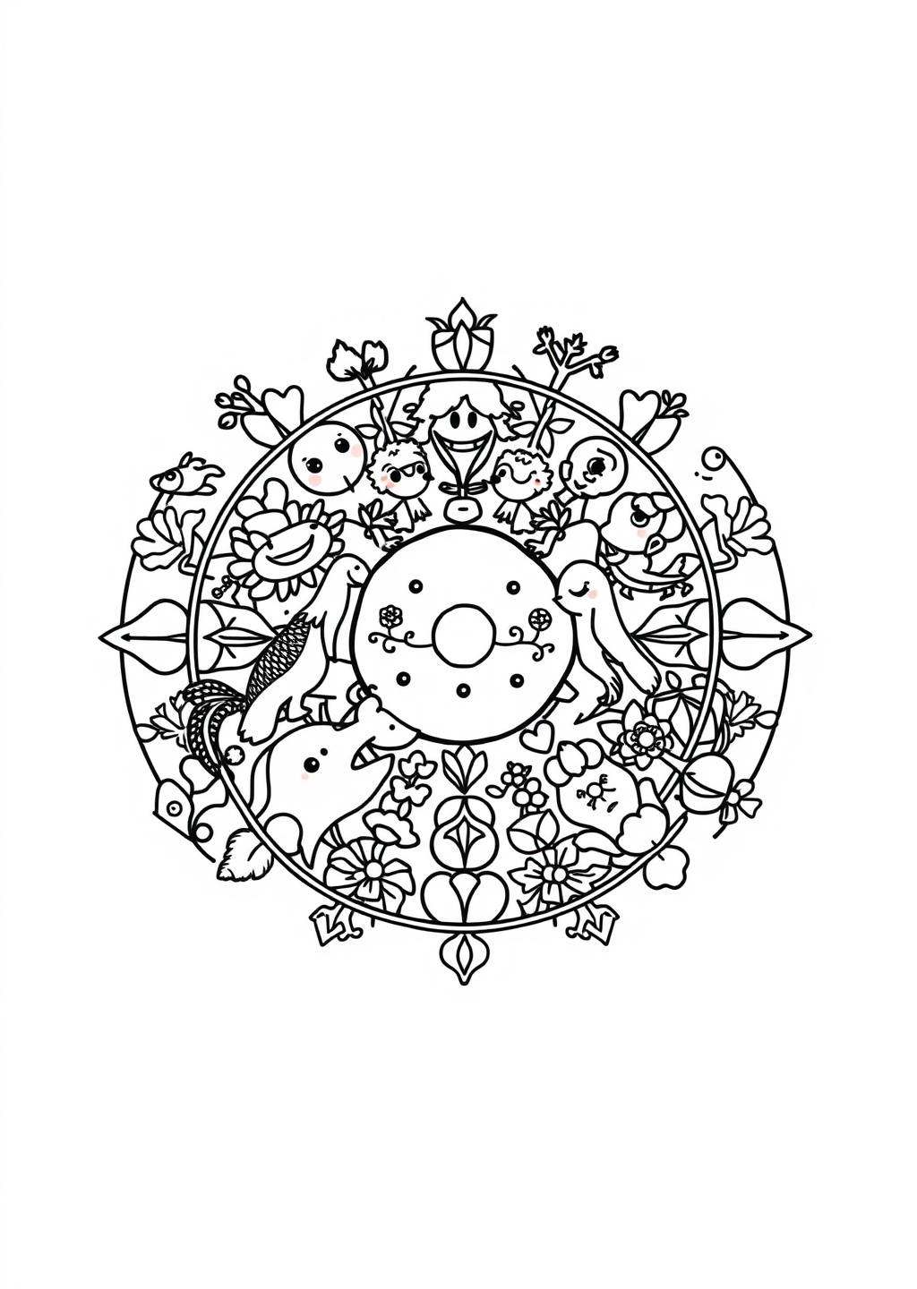 Ausmalbild: Tier-Mandala