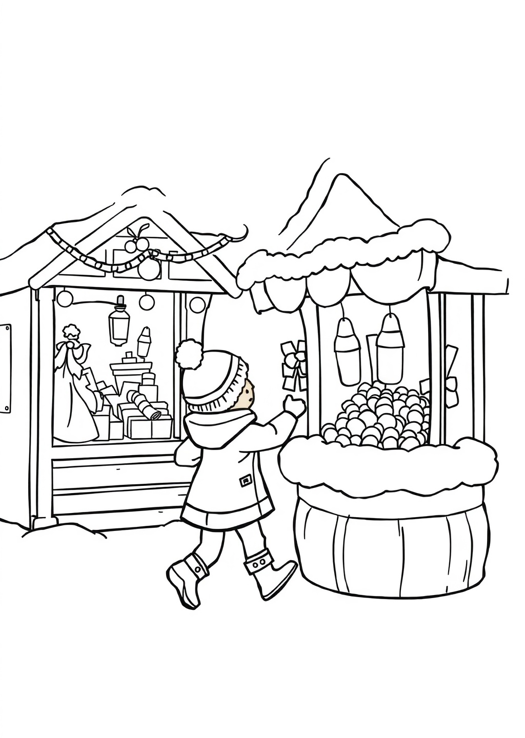 Ausmalbild: Weihnachtsmarkt