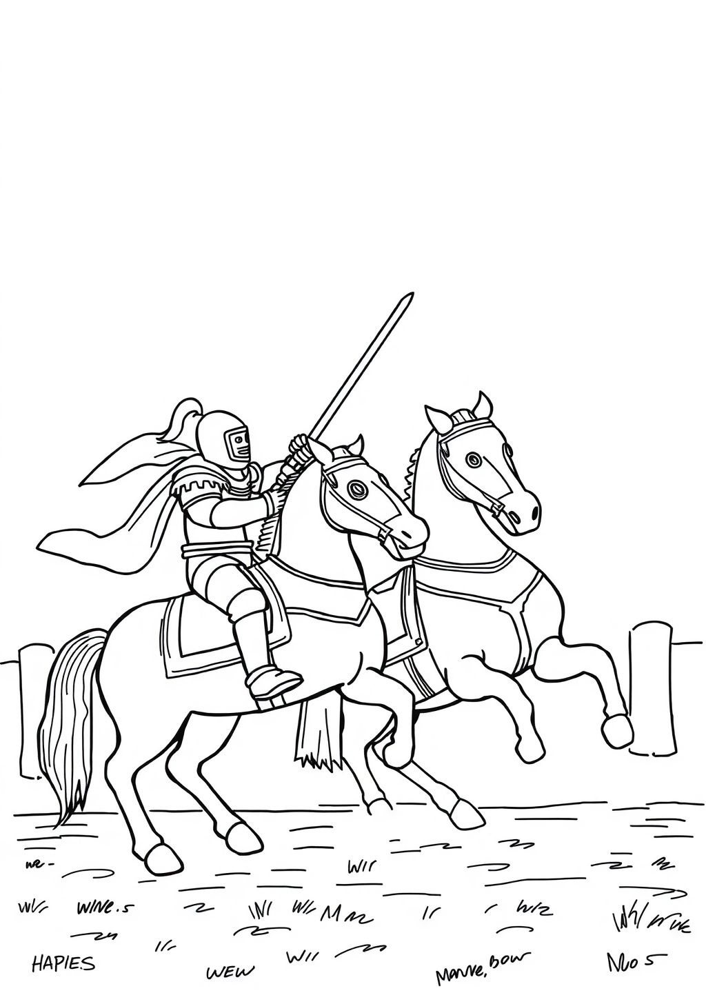 Ausmalbild: Ritterturnier